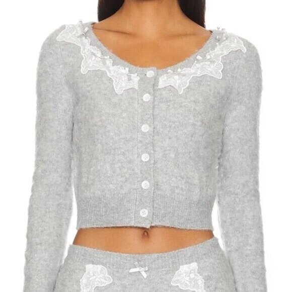For Love And Lemons Sweaters - NWT FOR LOVE AND LEMONS ARINAH GRAY CARDIGAN SWEATER SIZE S